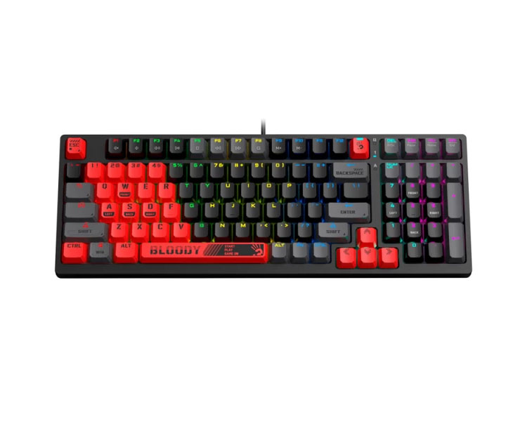 კლავიატურა: A4tech Bloody S98 RGB Mechanical Gaming Keyboard Red Switch US Layout Sports Red