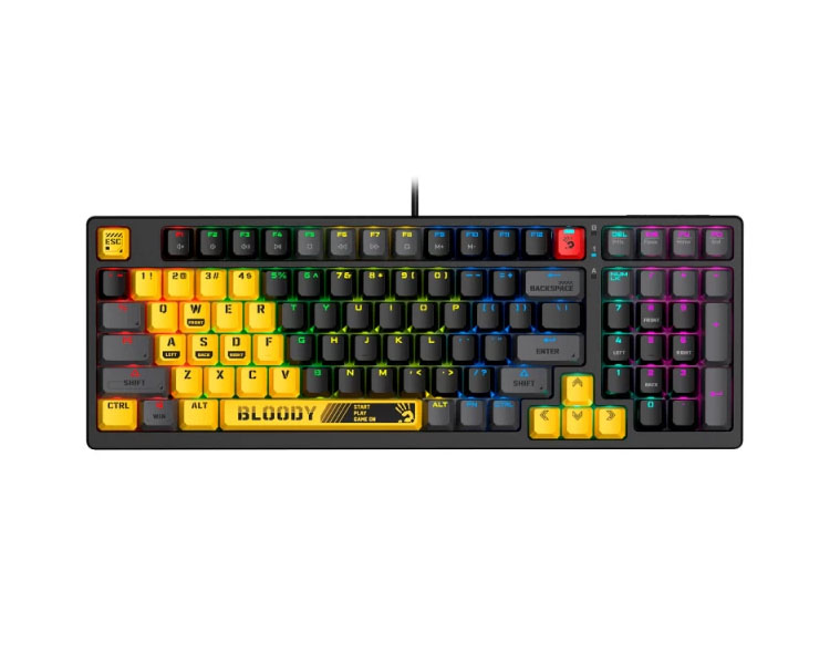 კლავიატურა: A4tech Bloody S98 RGB Mechanical Gaming Keyboard Red Switch US Layout Sports Lime