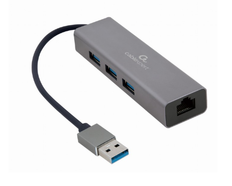 ადაპტერი: Gembird A-AMU3-LAN-01 USB AM Gigabit network adapter with 3-port USB 3.0 hub