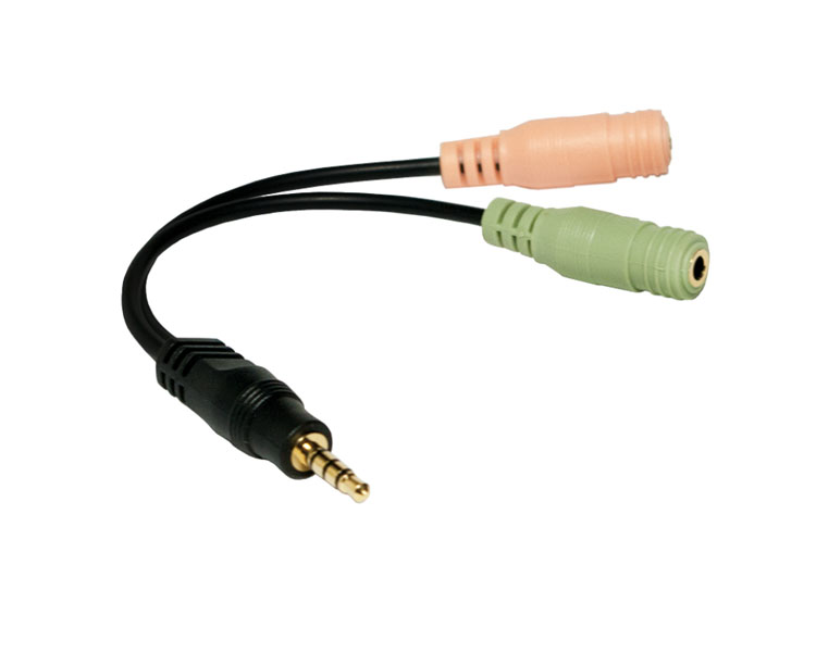 ადაპტერი: Logilink CA0021 Audio adapter 3.5 mm 4-pin/M to 2x 3.5 mm 3-pin/F 0.15 m