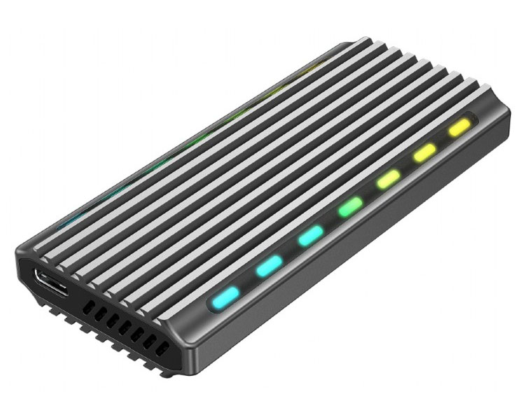 მყარი დისკის ყუთი: Gembird EE2280-U3C-03 USB 3.1 enclosure for M.2 NVMe Drives Backlighted Aluminum