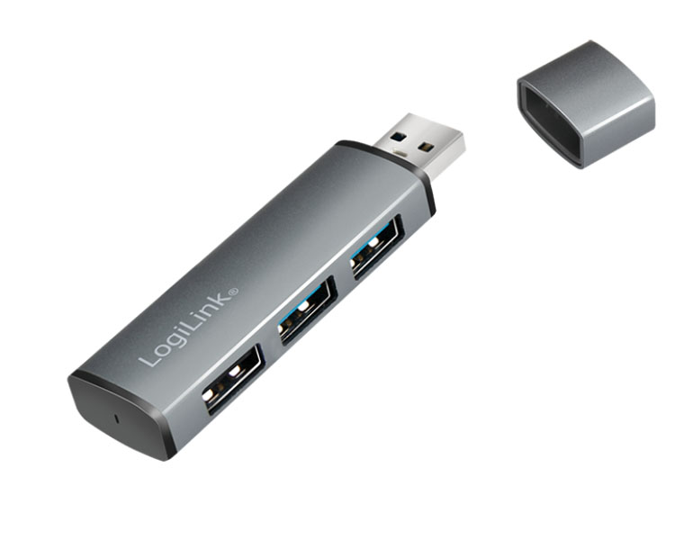 USB ჰაბი: Logilink UA0395 USB 3.2 Gen2 3-port Hub with Aluminum Casing