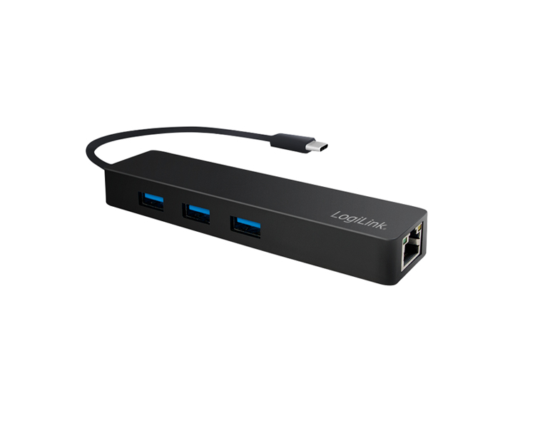 USB ჰაბი: Logilink UA0313 USB 3.1 Type-C 3-port Hub with Gigabit LAN