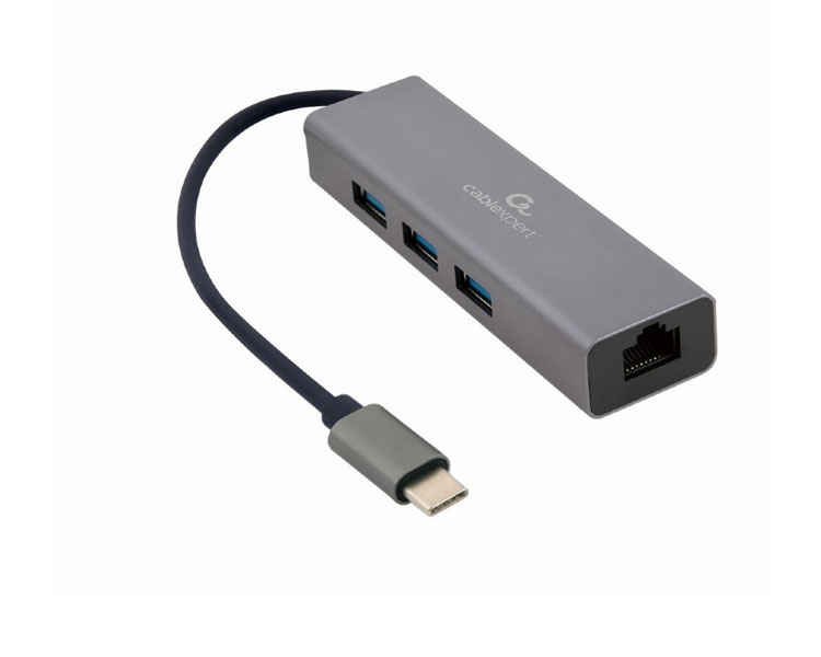 ადაპტერი: Gembird A-CMU3-LAN-01 USB-C Gigabit network adapter with 3-port USB 3.1