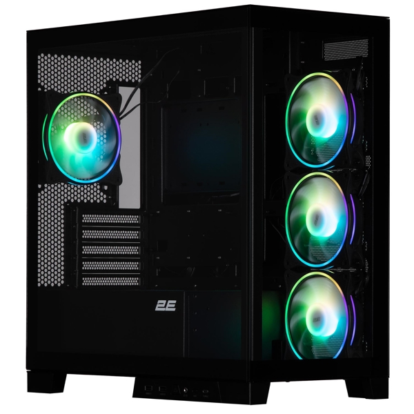 ქეისი 2E 2E-GK701B FANTOM, Computer Case, MiniT, Micro-ATX, mini-ITX, USB 3.0, USB-C, Black