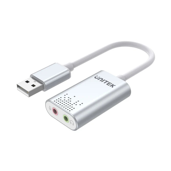 UNITEK USB to Stereo + mic Audio Adapter, Silver Y-247A