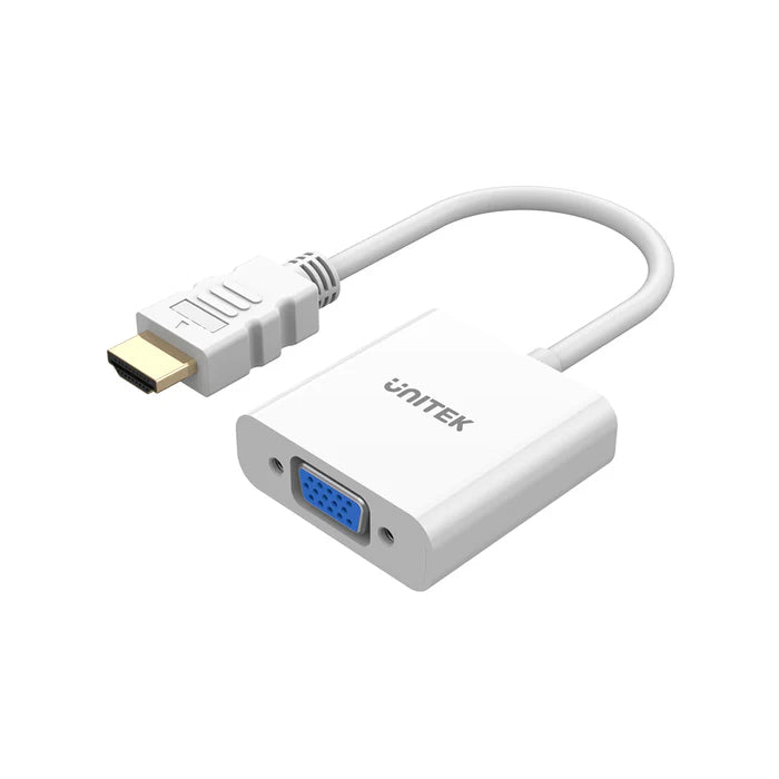 Y-6333C01, UNITEK, HDMI to VGA Adapter, Without Audio, Without Power Port, White