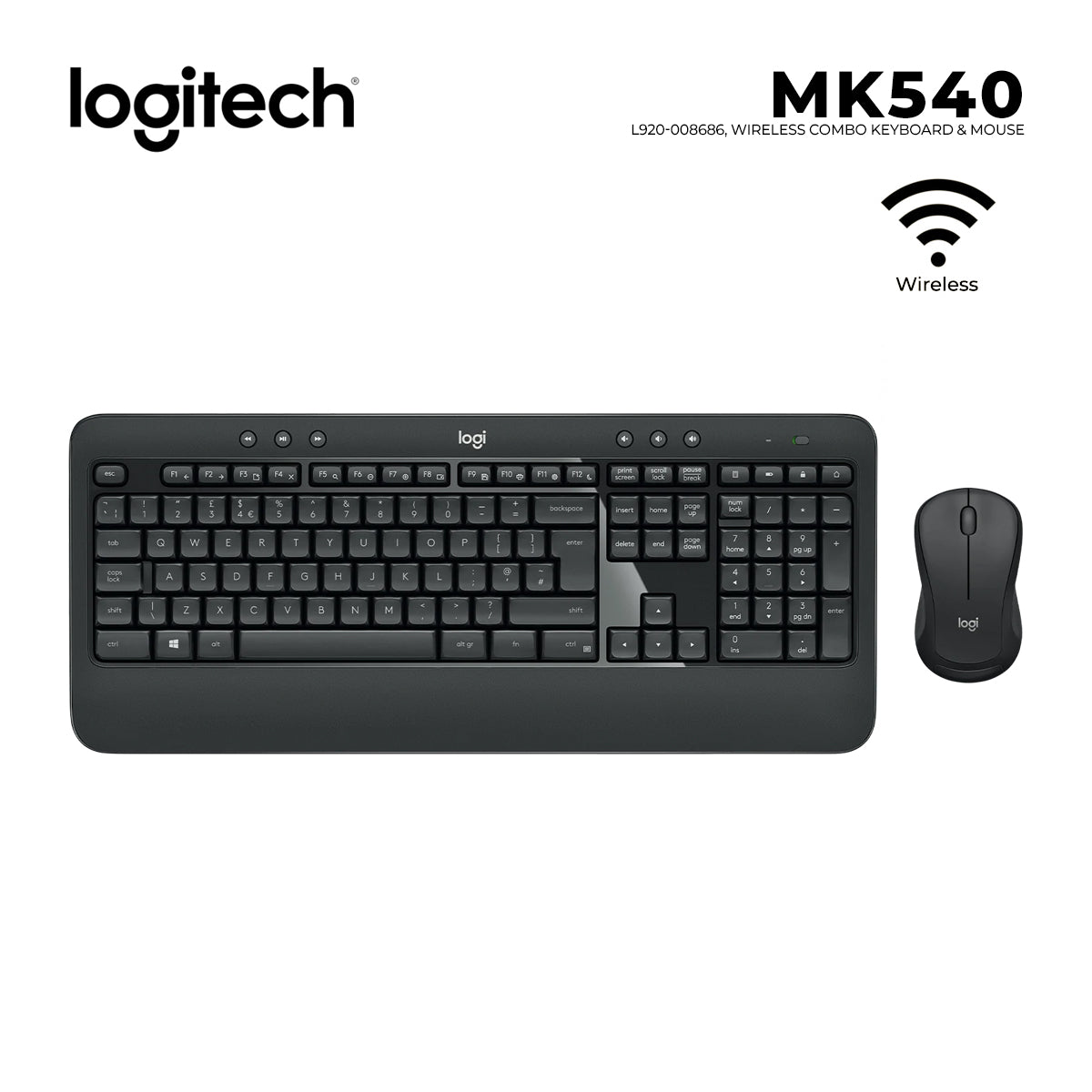 LOGITECH MK540, ADVANCED Wireless Combo - BLACK (920-008686)