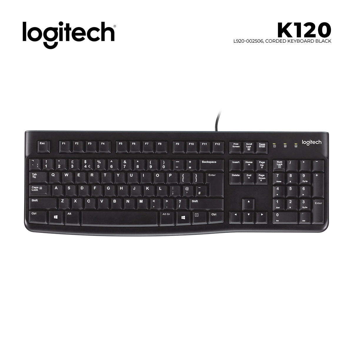 LOGITECH K120  Corded Keyboard - BLACK USB