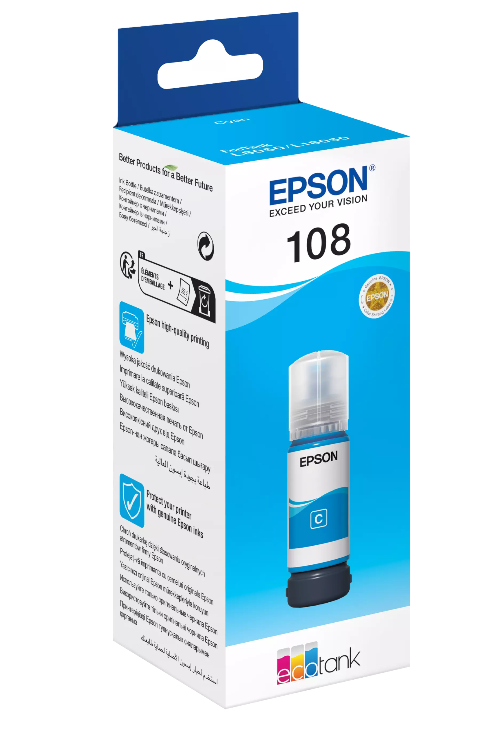 EPSON 108 - C13T09C24A, Cyan Ink Bottle 70ml