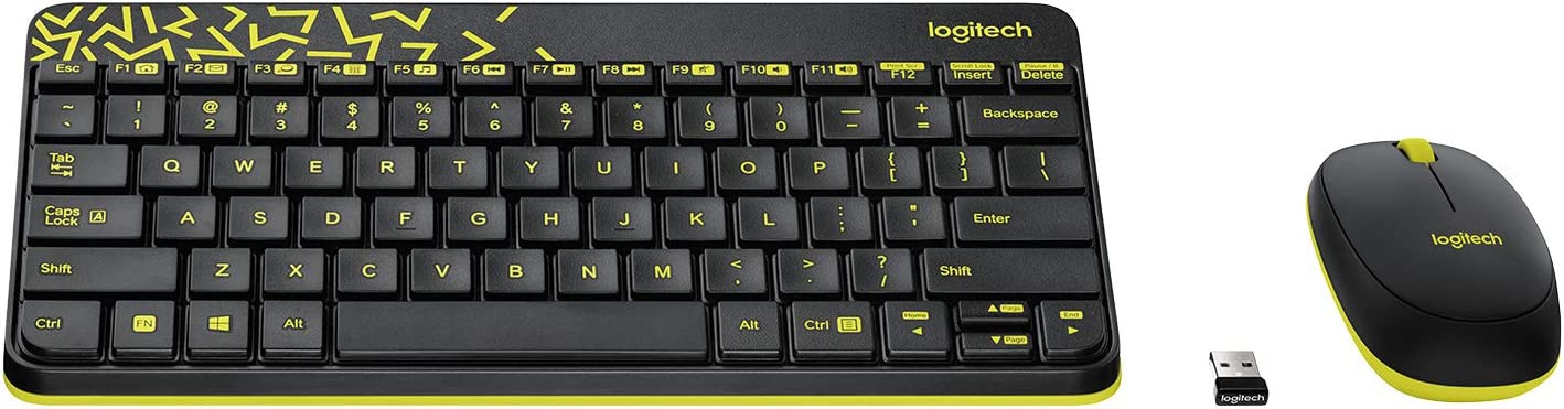 LOGITECH MK240 Nano Wireless Combo - BLACK/CHARTREUSE