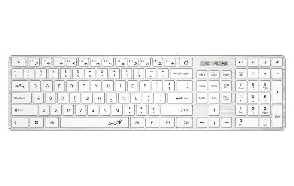 SlimStar 126, White Genius, Slim Keyboard, Hairline Finish , Ultra-Slim Keycap