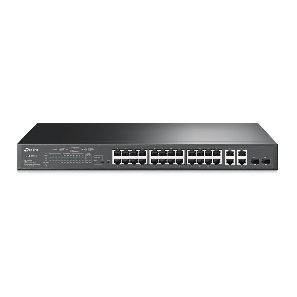 TP-Link TL-SL2428P-JetStream 24-Port 10/100Mbps + 4-Port Gigabit Smart Switch with 24-Port PoE+