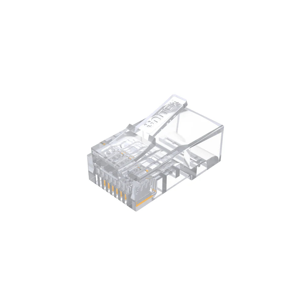 UNITEK Y-OT18TP, CAT5E RJ45 8P8C Plug, 100pcs/box, 1µ gold-plated contacts, Transparent Color.