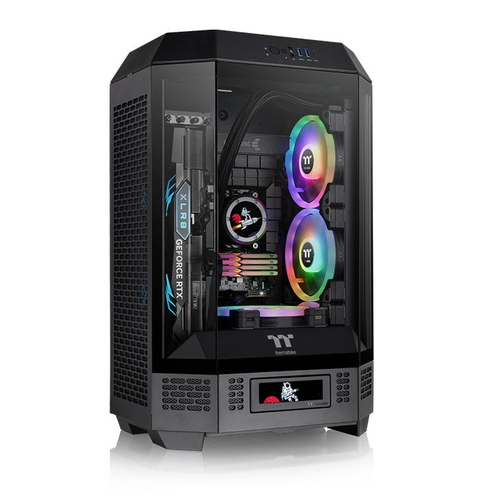 ThermalTake The Tower 300, Black, Tempered Glass*3/CT140 Fan*2/Color Box/With Screen Metal Panel, CA-1Y4-00S1WN-00