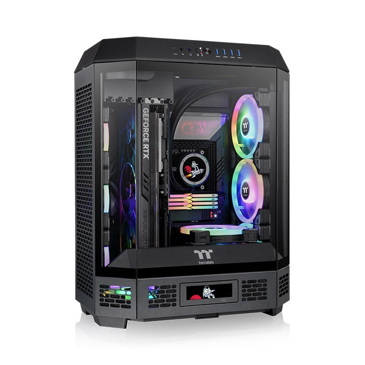 ThermalTake The Tower 600,  Black, Tempered Glass, CT140 Fan*2,With Screen Metal Panel, CA-1Z1-00M1WN-00