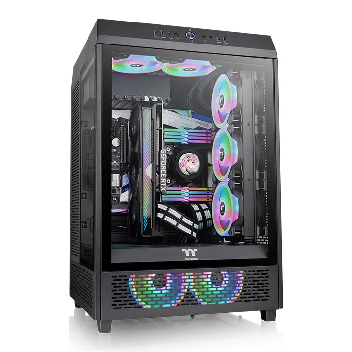 ThermalTake The Tower 500, Black, Tempered Glass*3, 120mm Standard Fan*2, CA-1X1-00M1WN-00