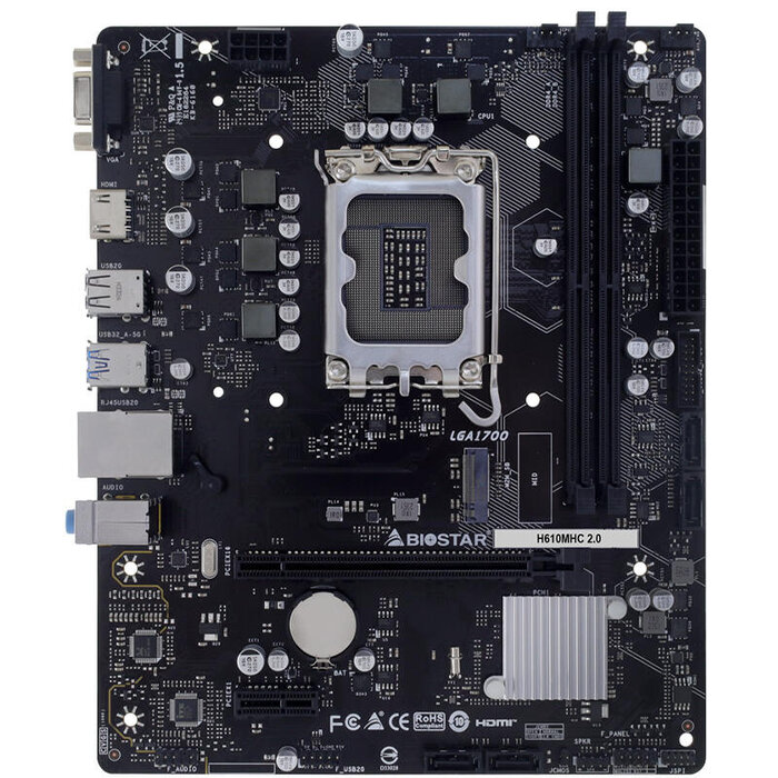 Biostar Mainboard, H610MHC 2.0 Socket 1700 DDR4, uATX, GbE